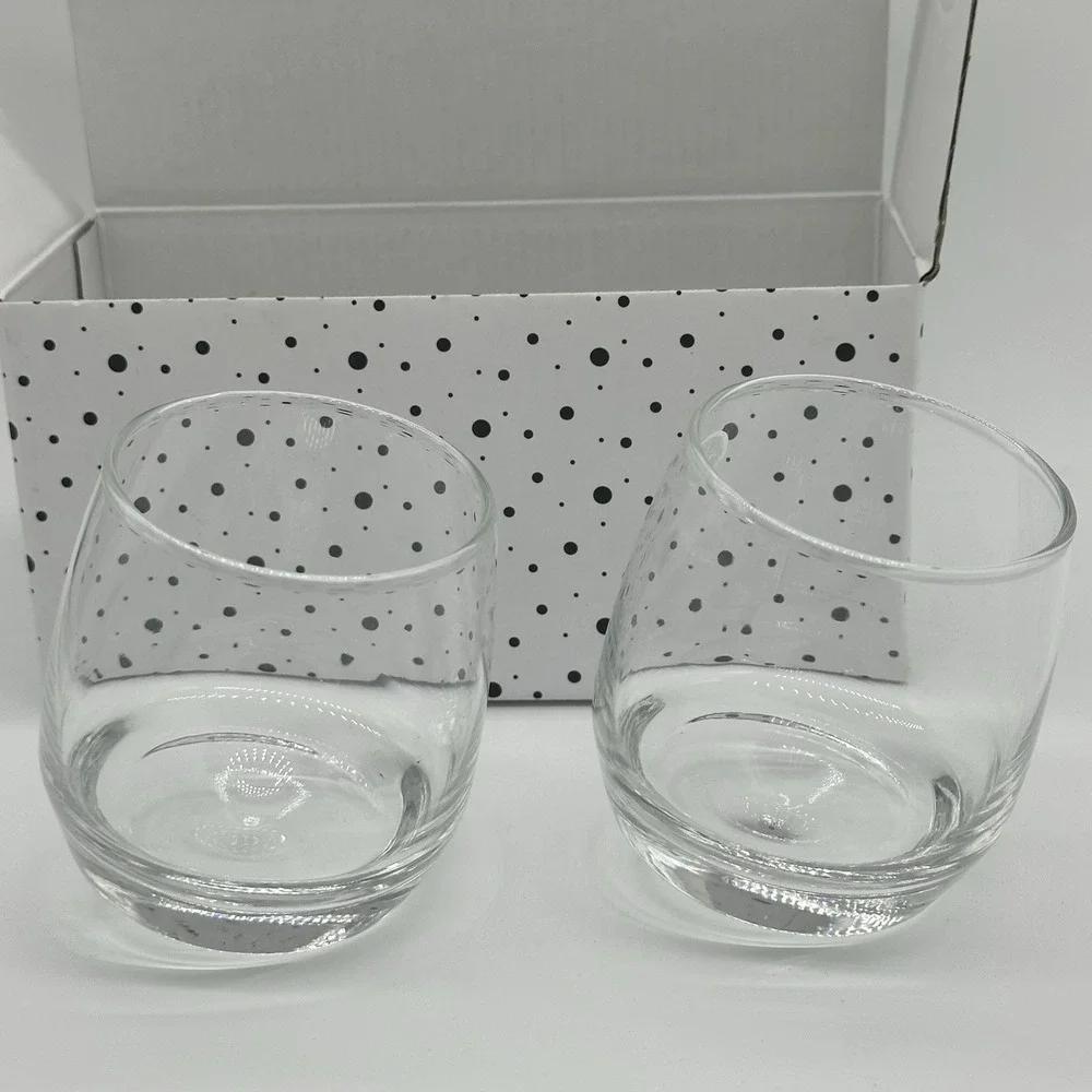 New PAIR Sagaform Rolling Whiskey Glasses S/2 Low Ball Cocktail 3.5